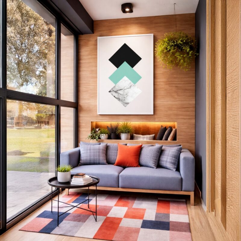 Quadro Canvas Abstrato Geométrico Mármore Verde Dourado