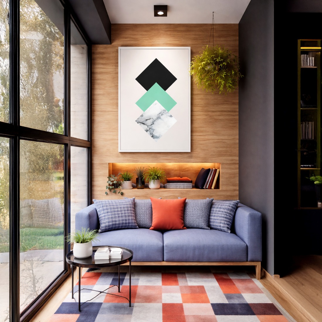 Quadro Canvas Abstrato Geométrico Mármore Verde Dourado