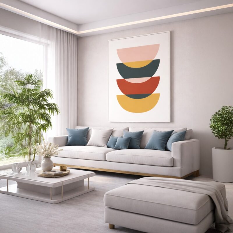 Quadro Canvas Abstrato Boho Formas Espiral