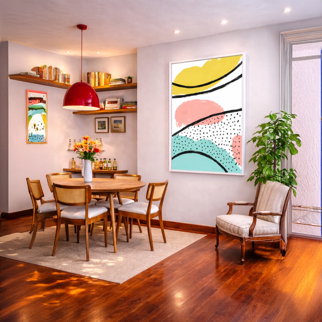 Quadro Canvas Abstrato Boho Pastel Minimalista