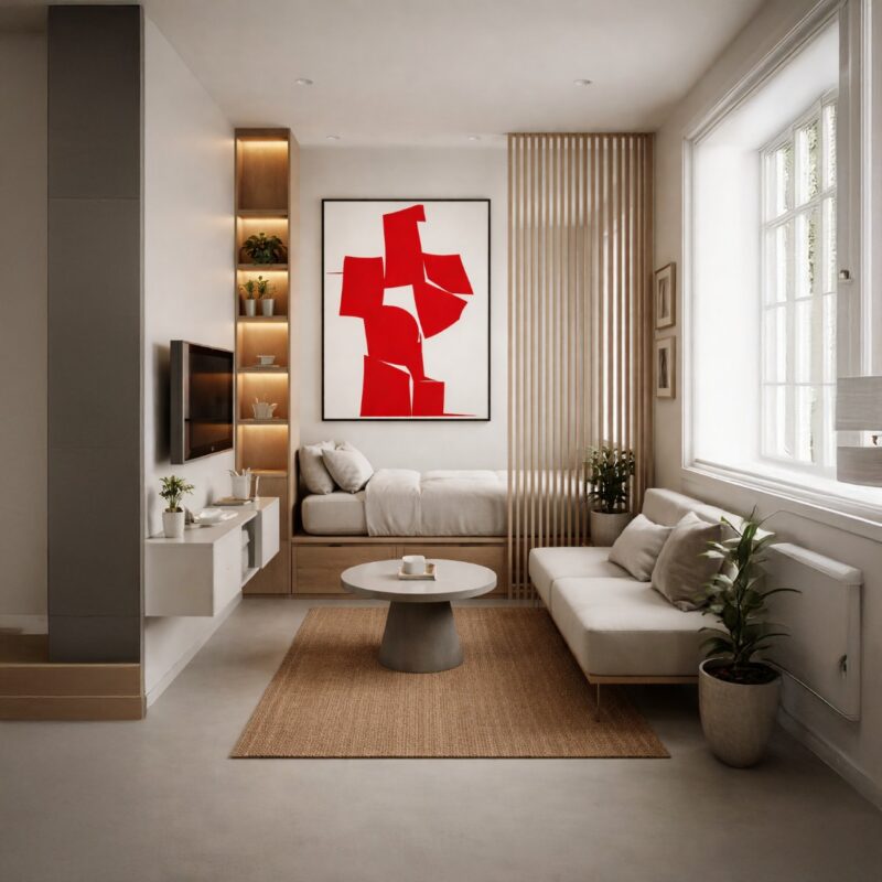 Quadro Canvas Abstrato Capas Vermelhas