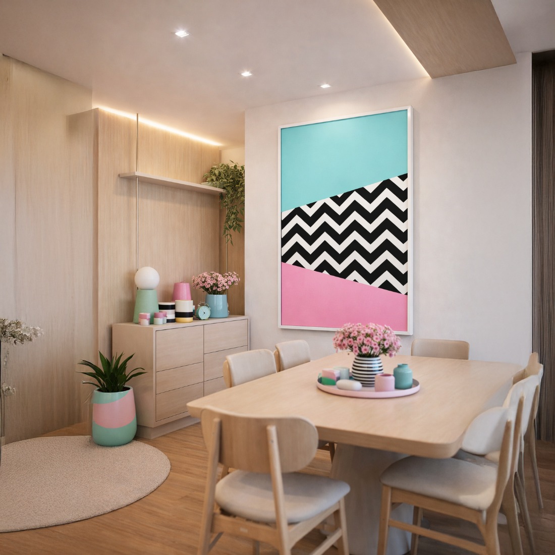 Quadro Canvas Abstrato Chevron Zig-Zag