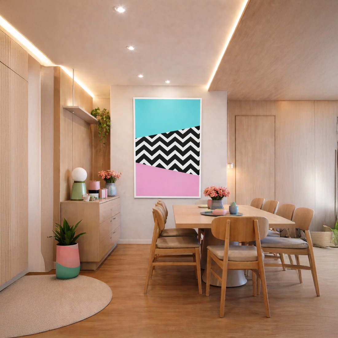 Quadro Canvas Abstrato Chevron Zig-Zag