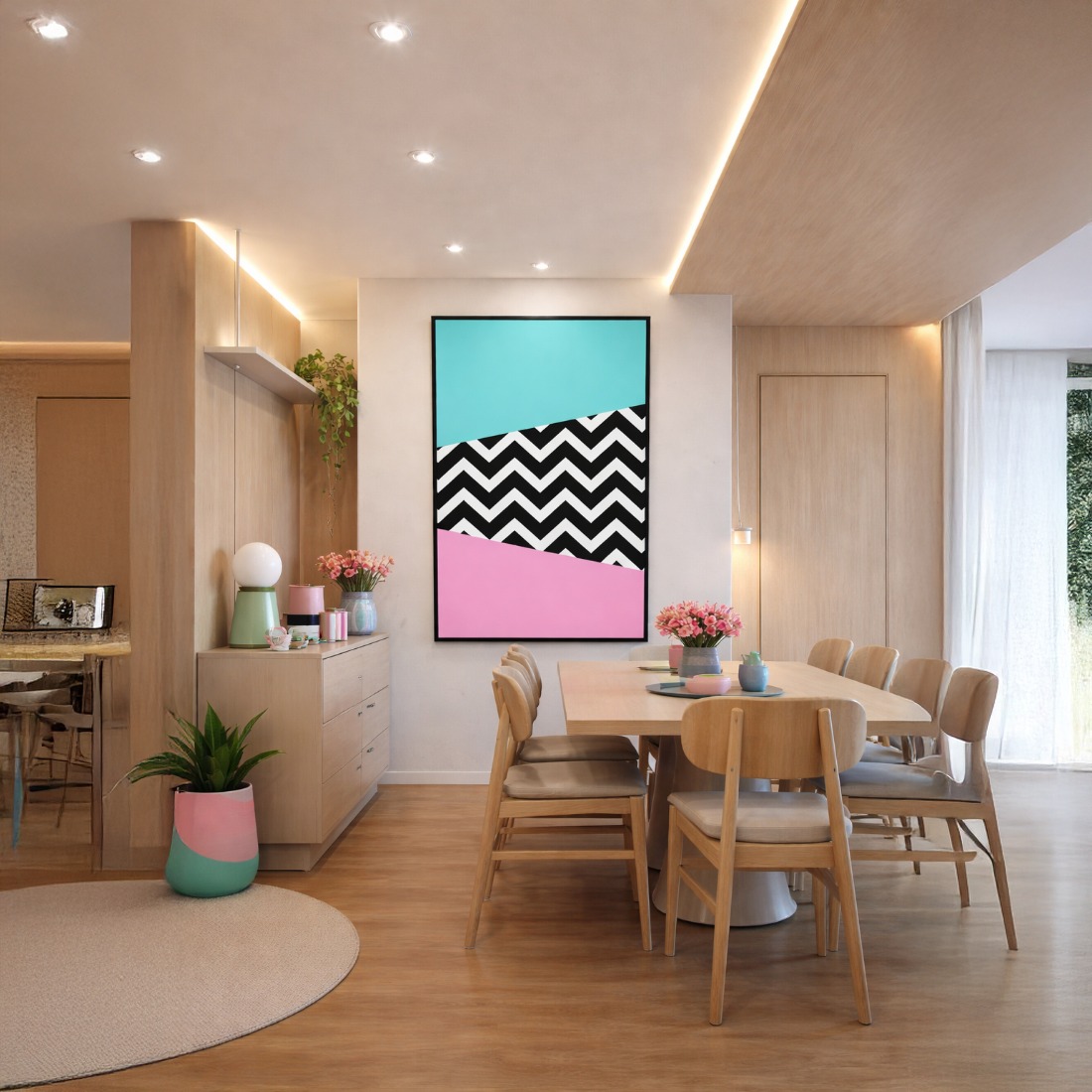 Quadro Canvas Abstrato Chevron Zig-Zag