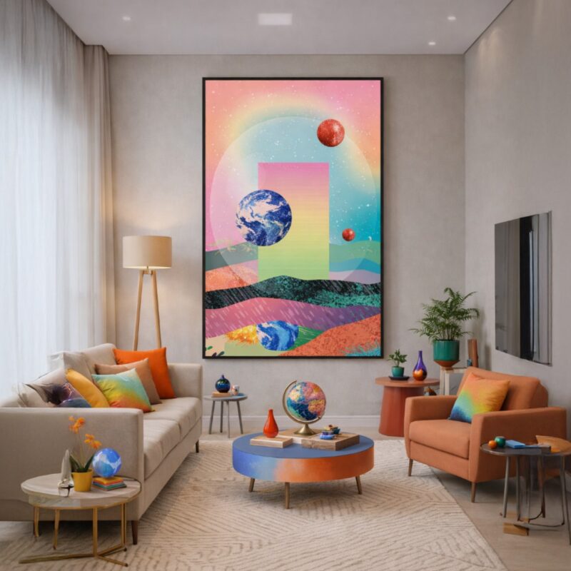 Quadro Canvas Abstrato Colagem Surrealista