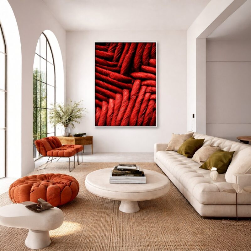 Quadro Canvas Abstrato Fios Entrelaçados Red