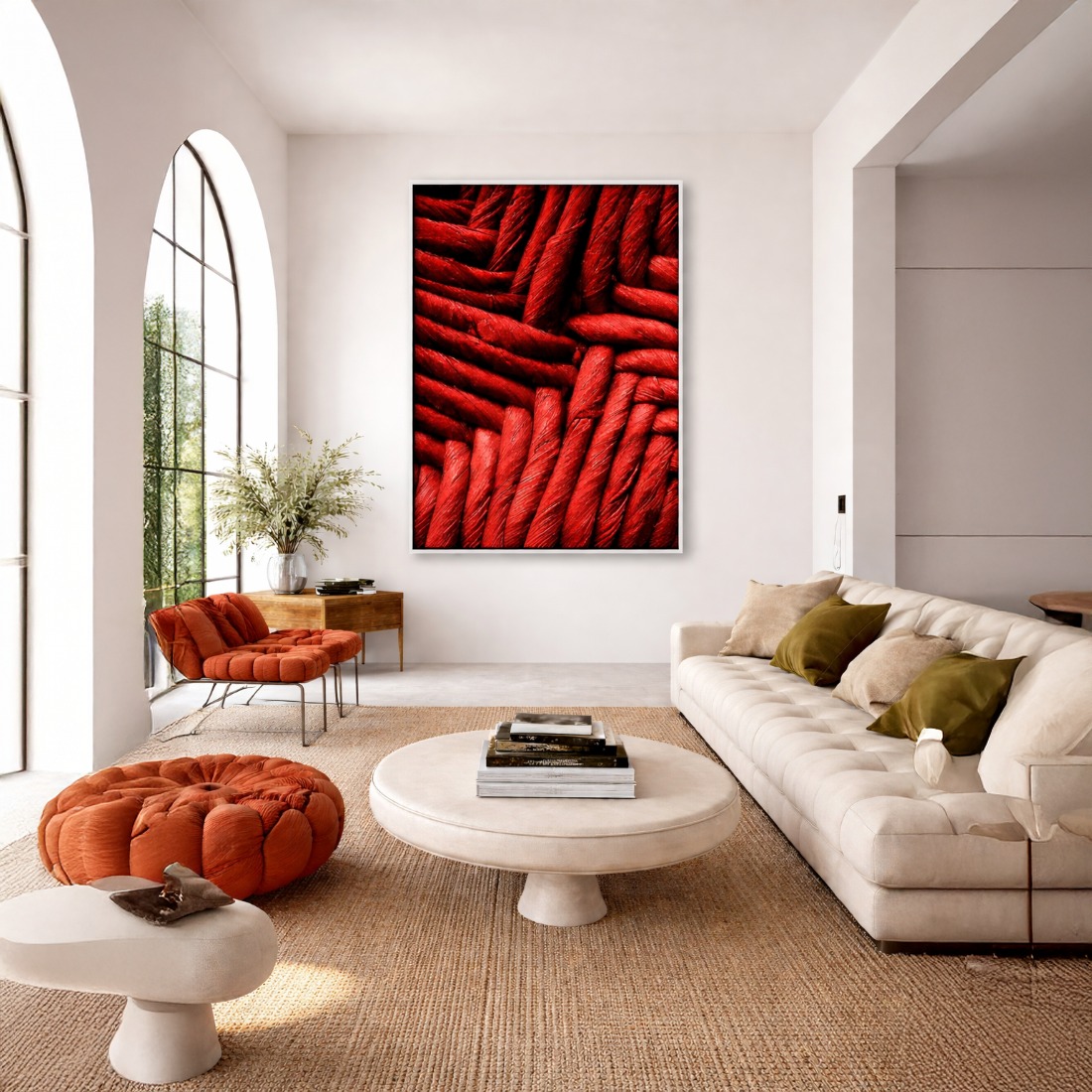 Quadro Canvas Abstrato Fios Entrelaçados Red