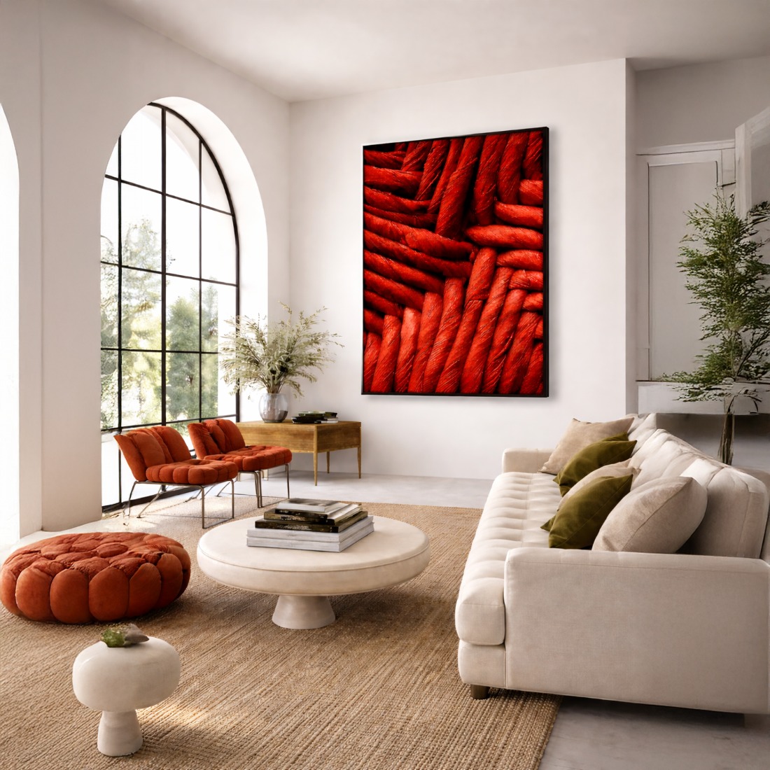 Quadro Canvas Abstrato Fios Entrelaçados Red