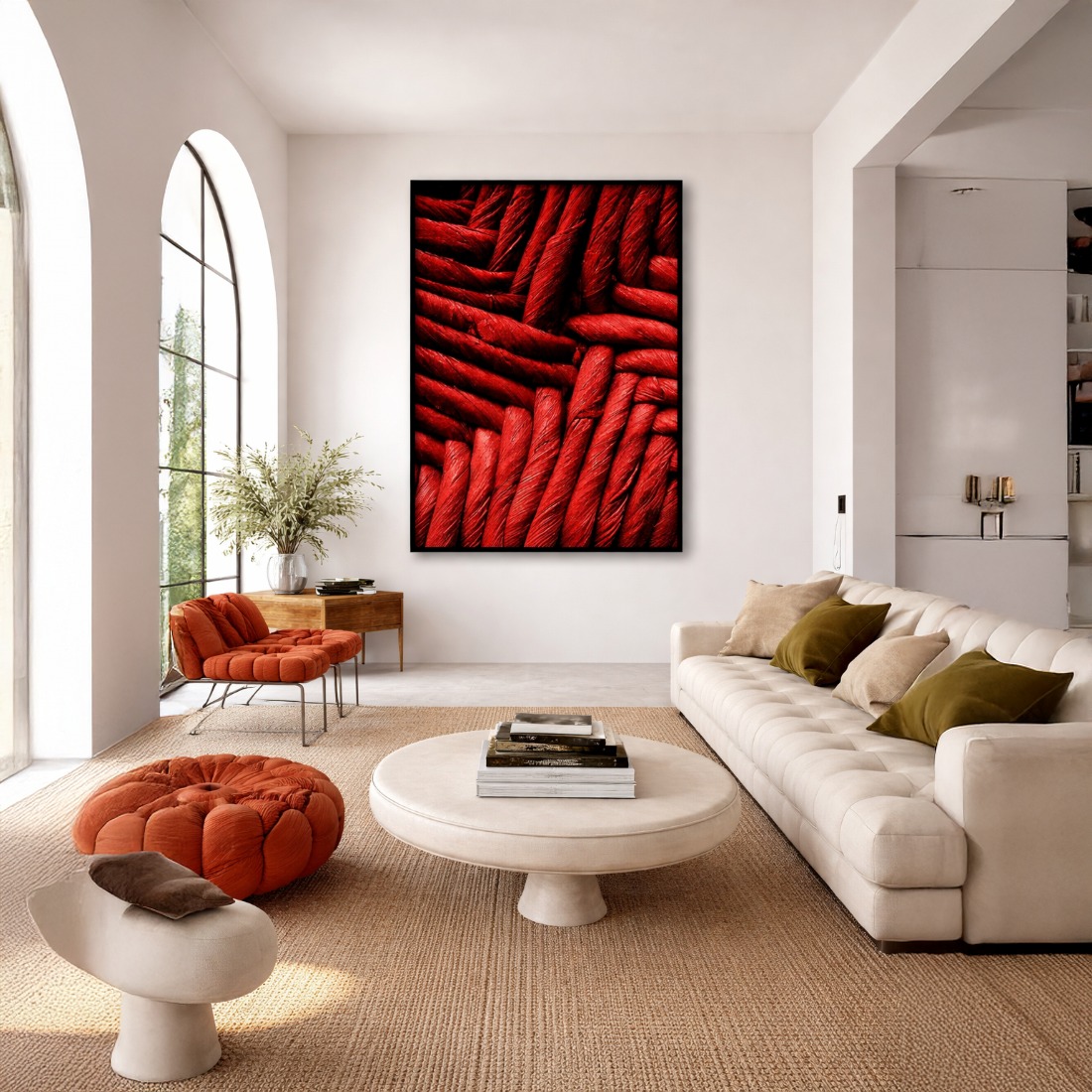 Quadro Canvas Abstrato Fios Entrelaçados Red