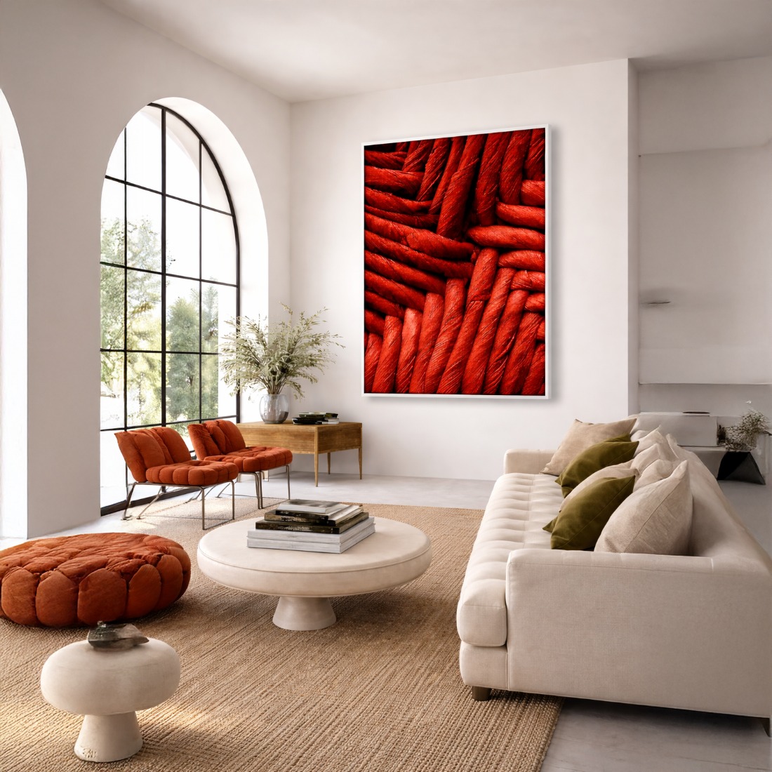 Quadro Canvas Abstrato Fios Entrelaçados Red