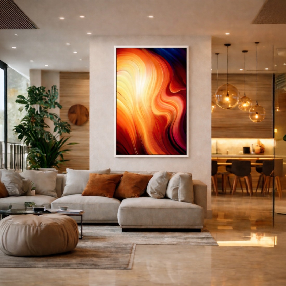 Quadro Canvas Abstrato Fluxo Líquido Dourado