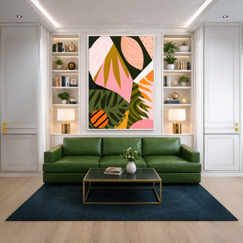 Quadro Canvas Abstrato Folhas Botânicas