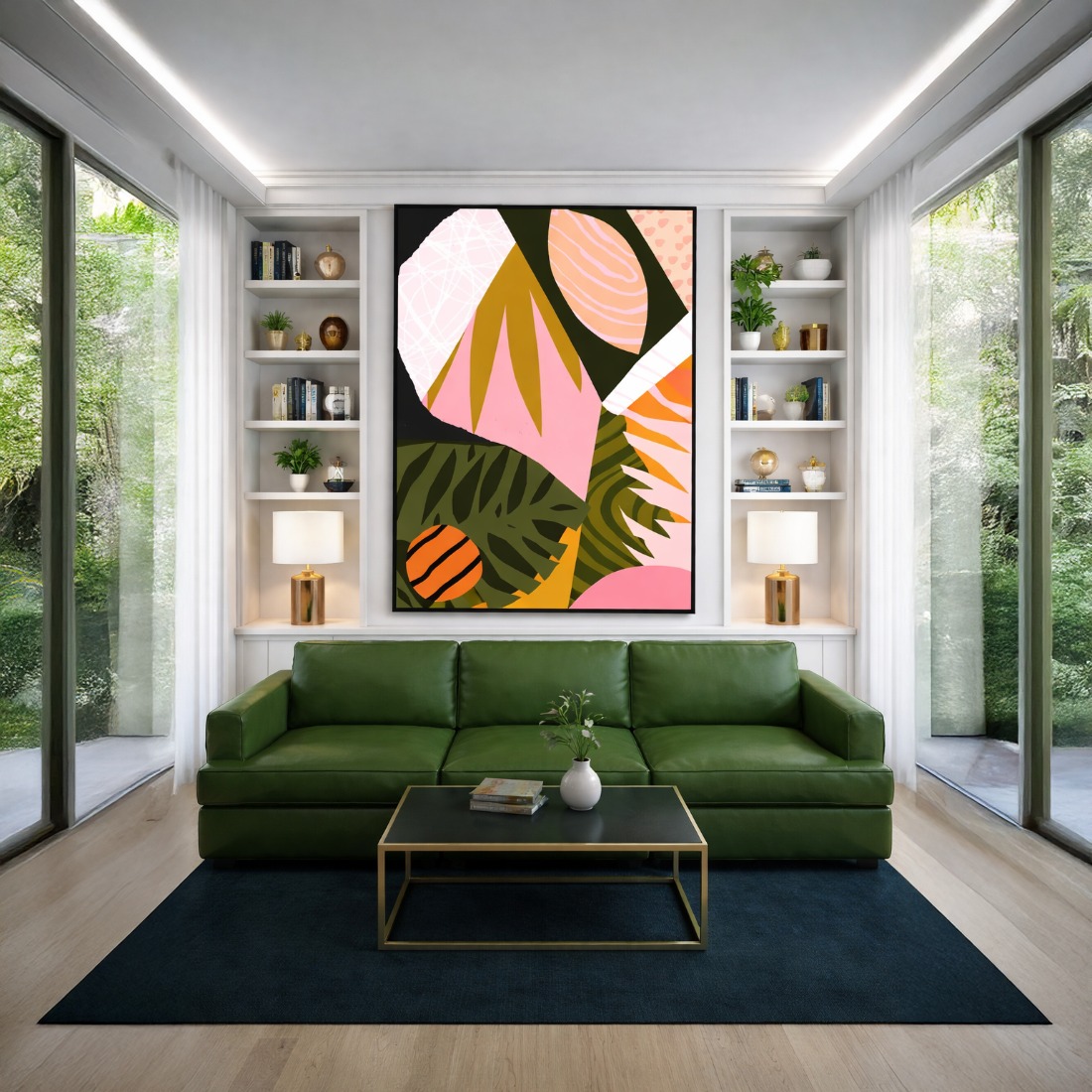 Quadro Canvas Abstrato Folhas Botânicas