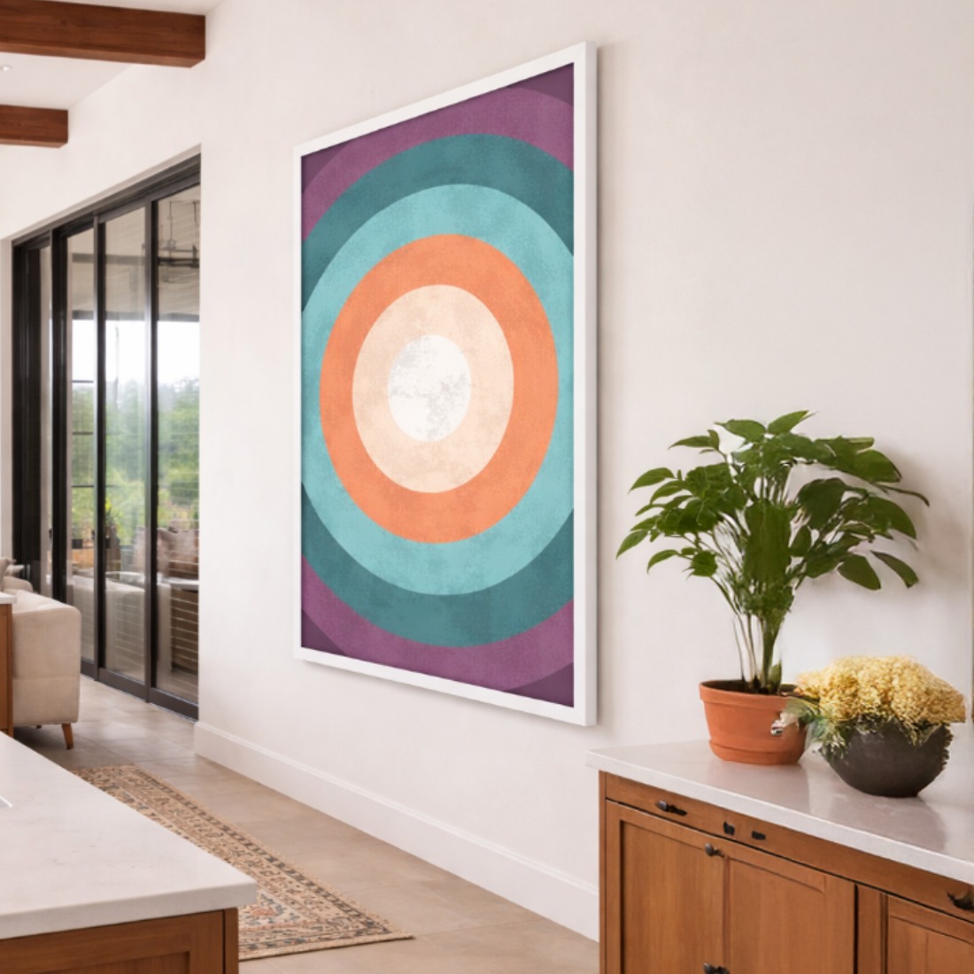 Quadro Canvas Abstrato Geométrico Estilo Retrô