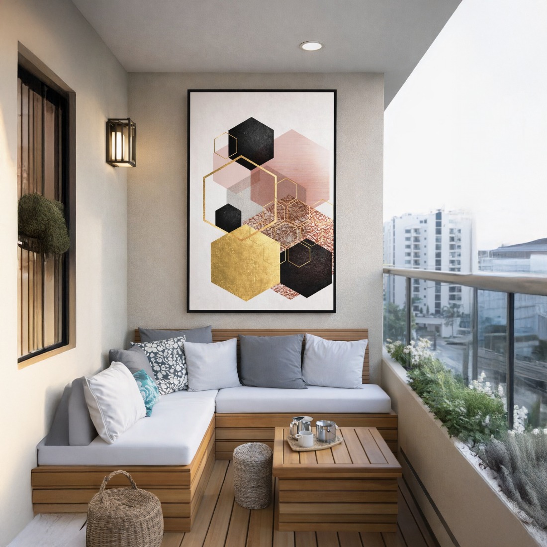 Quadro Canvas Abstrato Geométrico Hexagonal
