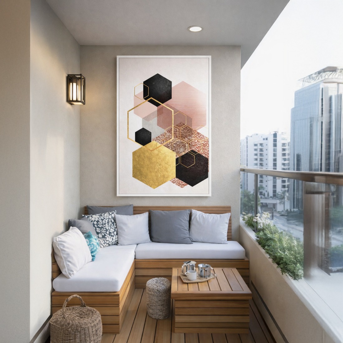 Quadro Canvas Abstrato Geométrico Hexagonal