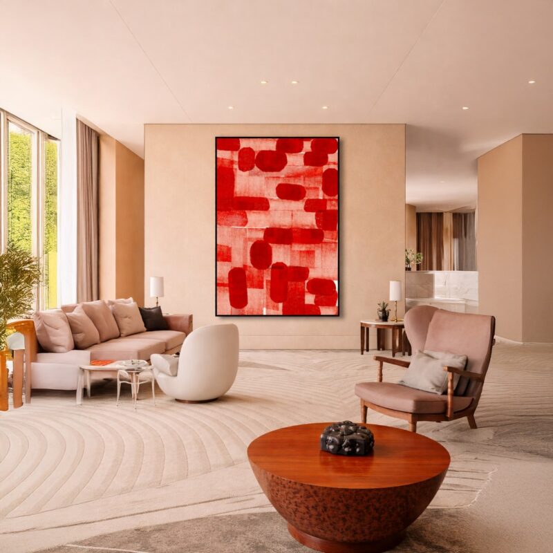 Quadro Canvas Abstrato Gestual Vermelho