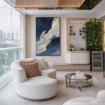 Quadro Canvas Abstrato Golden Drift