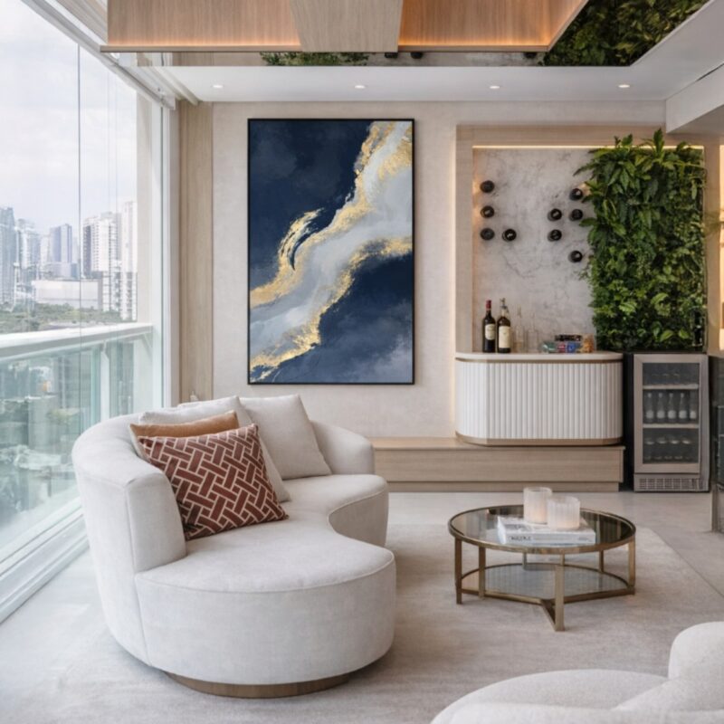 Quadro Canvas Abstrato Golden Drift