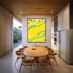 Quadro Canvas Abstrato Marmorização Amarela