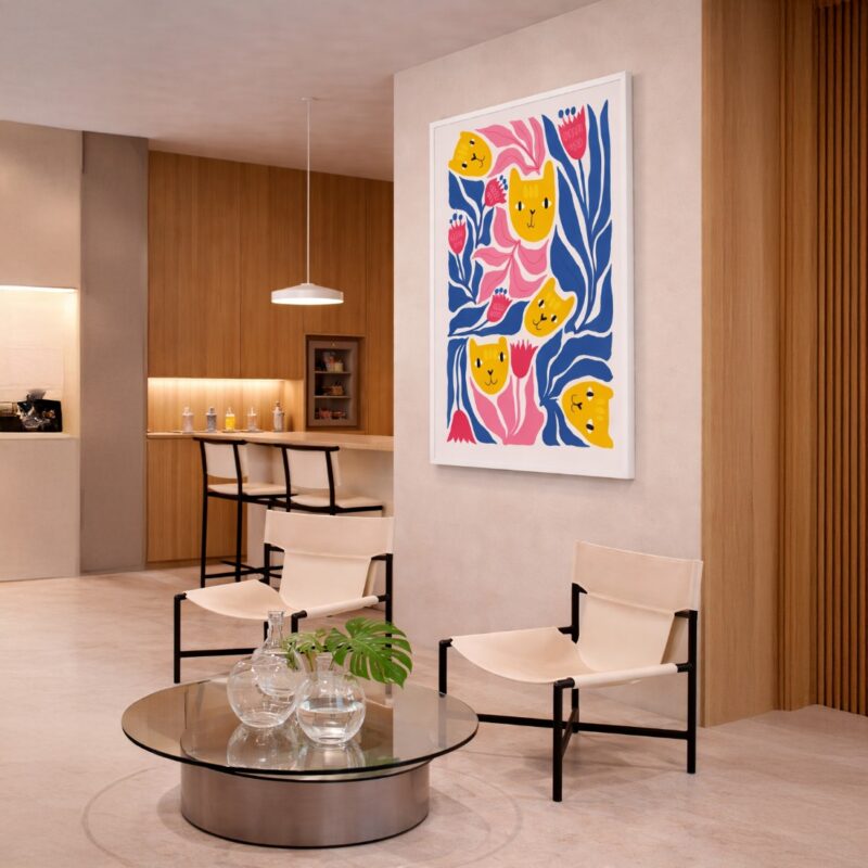 Quadro Canvas Abstrato Matisse Gatos