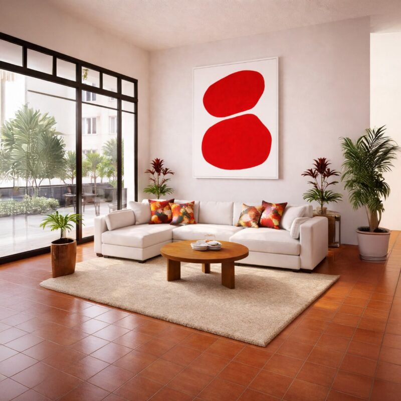 Quadro Canvas Abstrato Ponto de Cor Vibrante Vermelho