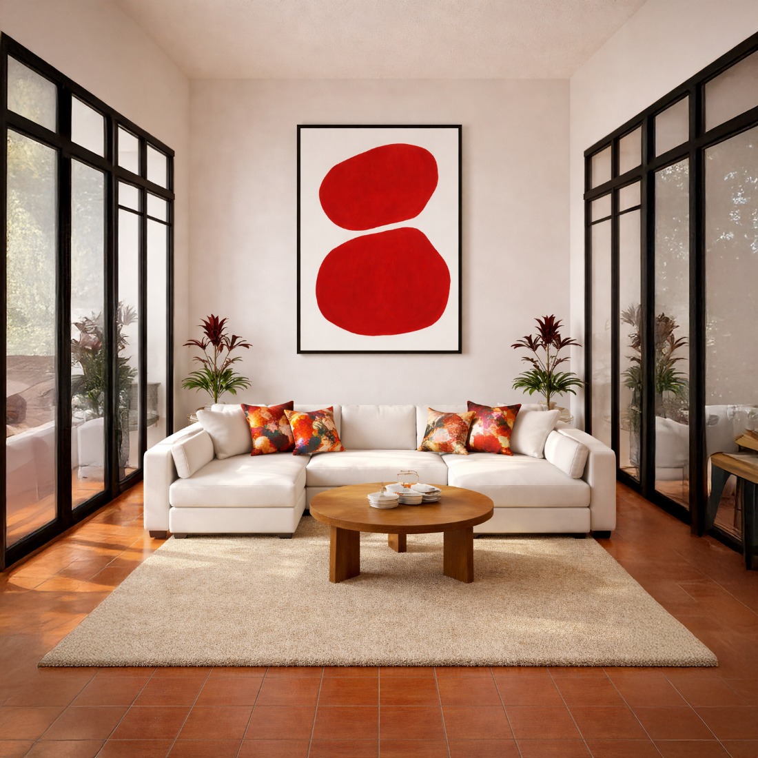 Quadro Canvas Abstrato Ponto de Cor Vibrante Vermelho