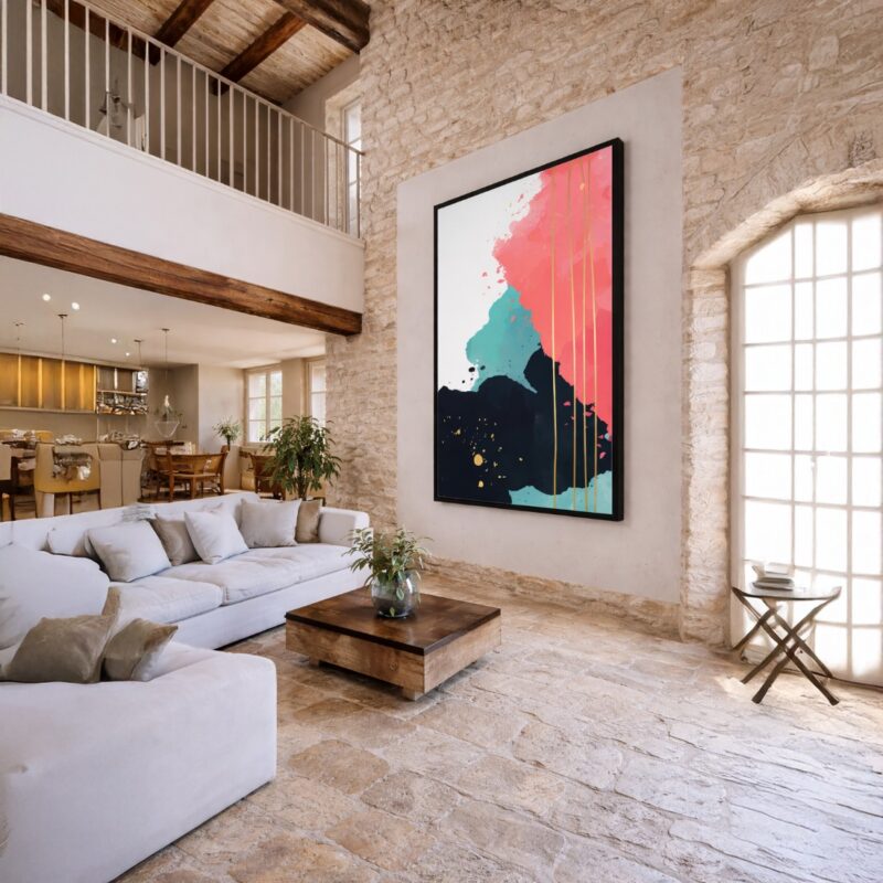 Quadro Canvas Abstrato Risco Dourado Pincelado