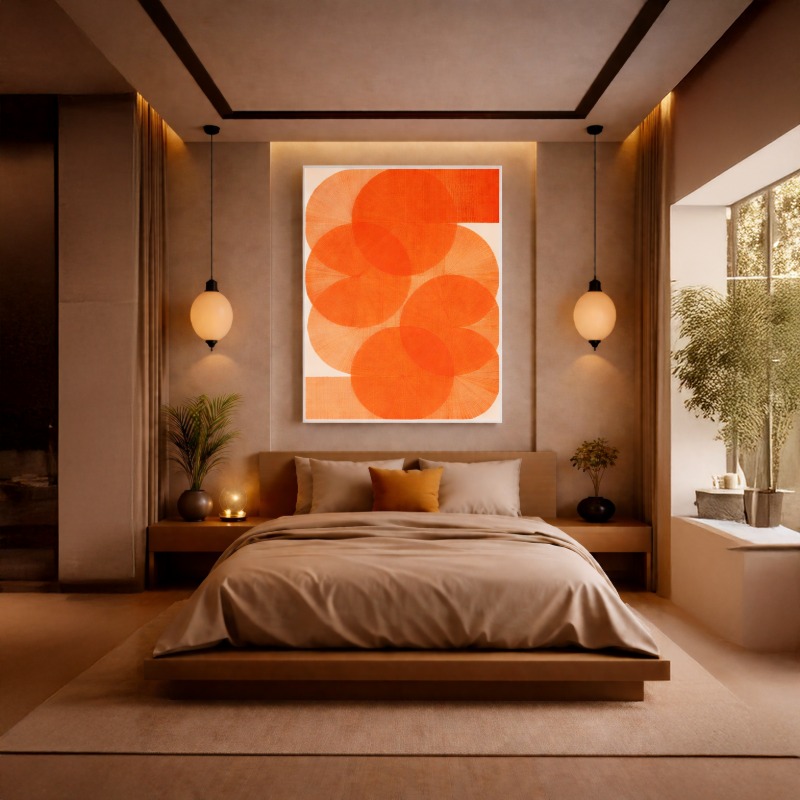 Quadro Canvas Abstratos Laranjas Bolhas