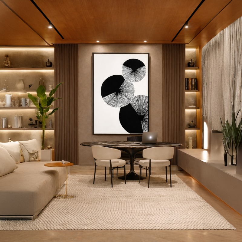 Quadro Canvas Círculos Efeito Textura