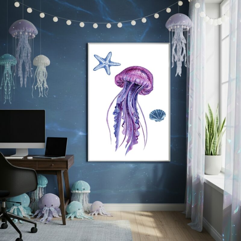 Quadro Decorativo Água Viva Roxa - 70x50cm