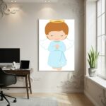 Quadro Decorativo Anjo Das Crianças Azul - 70x50cm