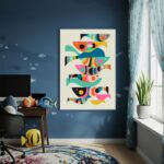 Quadro Decorativo Arte Abstrata De Peixes - 70x50cm