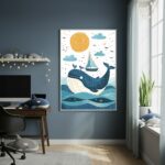 Quadro Decorativo Arte De Baleia - 70x50cm