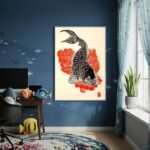 Quadro Decorativo Arte De Carpa Japonesa - 70x50cm