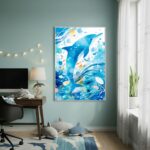 Quadro Decorativo Arte De Golfinho - 70x50cm