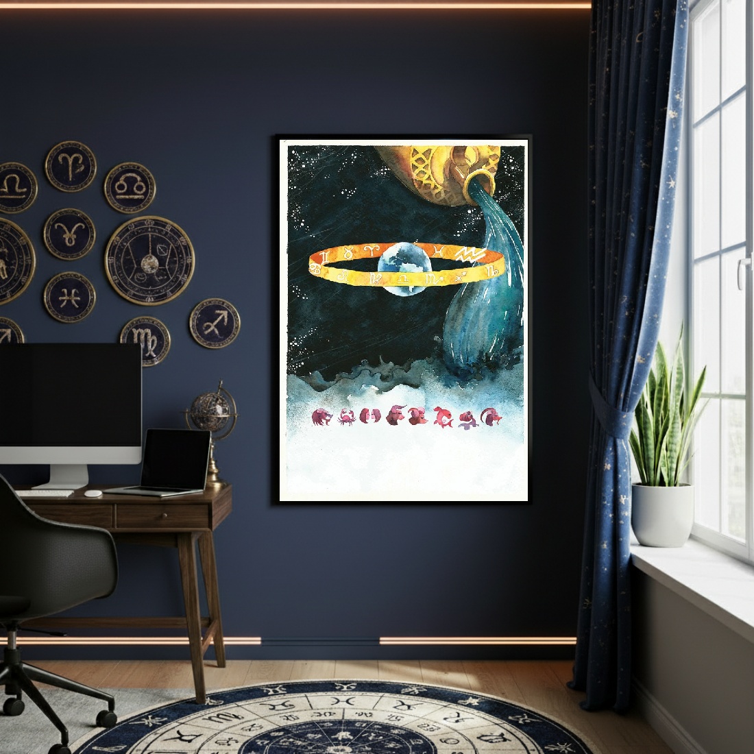 Quadro Decorativo Arte Do Zodíaco - 70x50cm