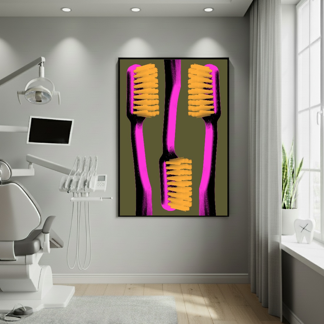 Quadro Decorativo Arte Escovas De Dente - 70x50cm