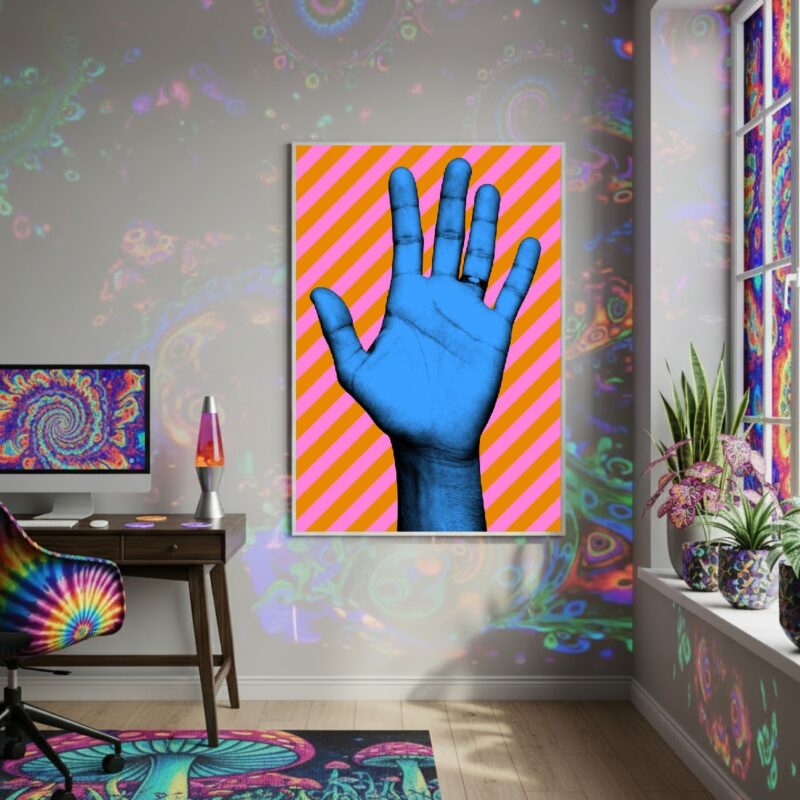 Quadro Decorativo Arte Mão Azul - 70x50cm