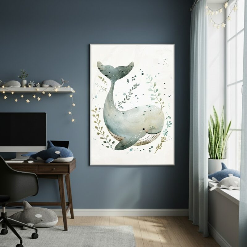 Quadro Decorativo Baleia Adorável - 70x50cm