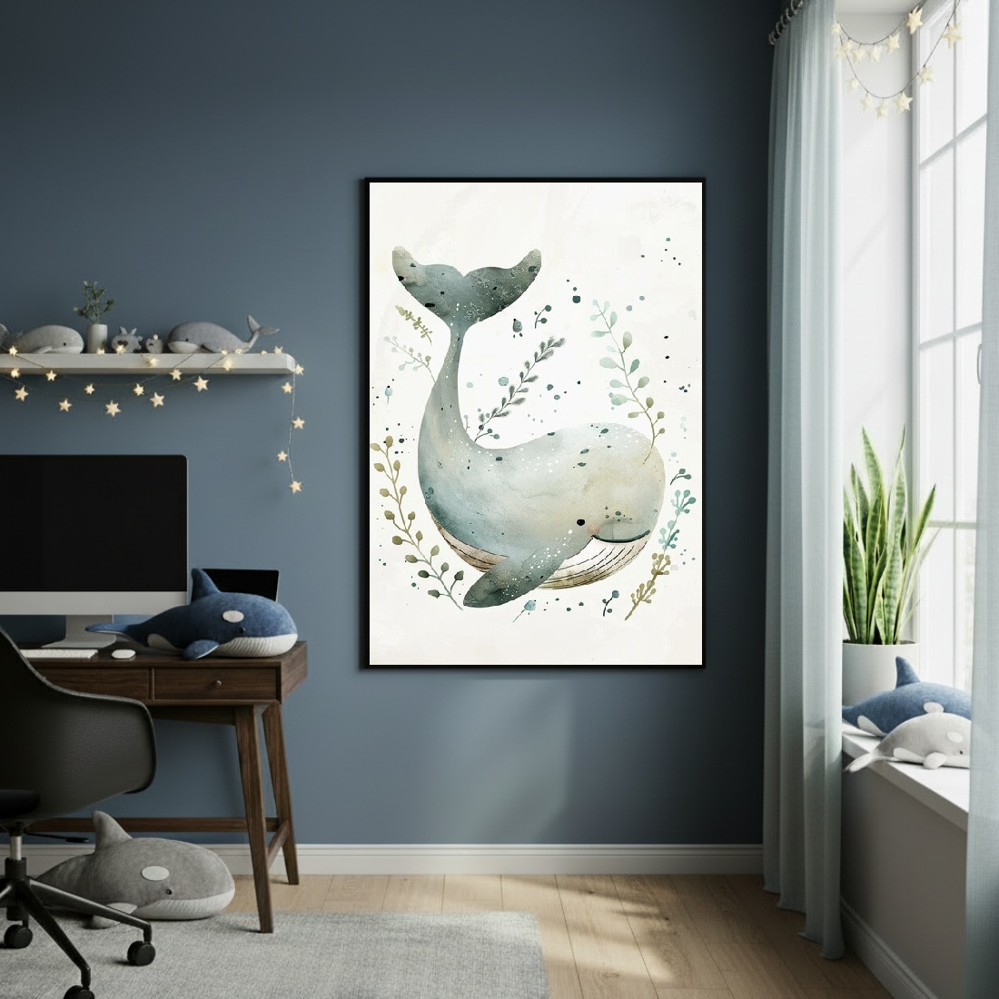 Quadro Decorativo Baleia Adorável - 70x50cm