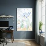 Quadro Decorativo Baleia E Amigos - 70x50cm