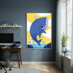 Quadro Decorativo Baleia Fora Do Oceano - 70x50cm