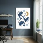 Quadro Decorativo Baleias Da Noite - 70x50cm