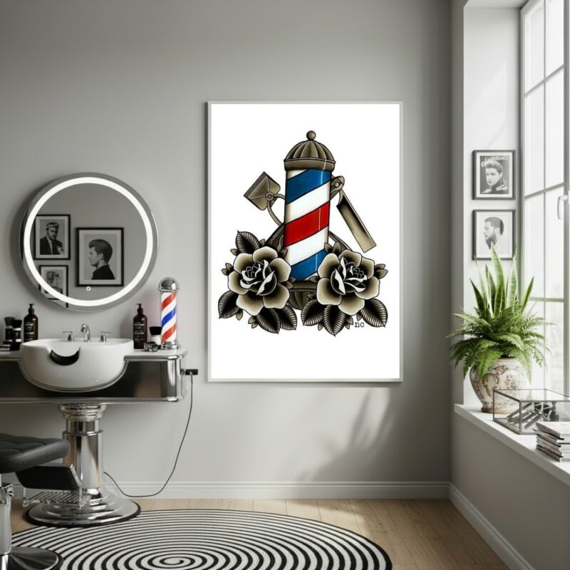 Quadro Decorativo Barbearia Vintage - 70x50cm