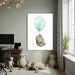 Quadro Decorativo Bicho Preguiça Com Balão - 70x50cm
