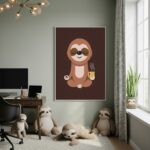 Quadro Decorativo Bicho Preguiça Relaxando - 70x50cm