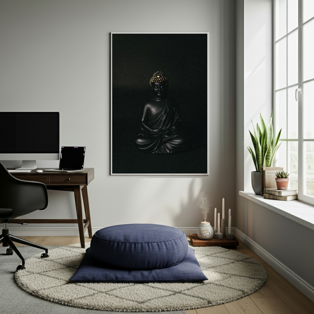 Quadro Decorativo Buda Black Art - 70x50cm