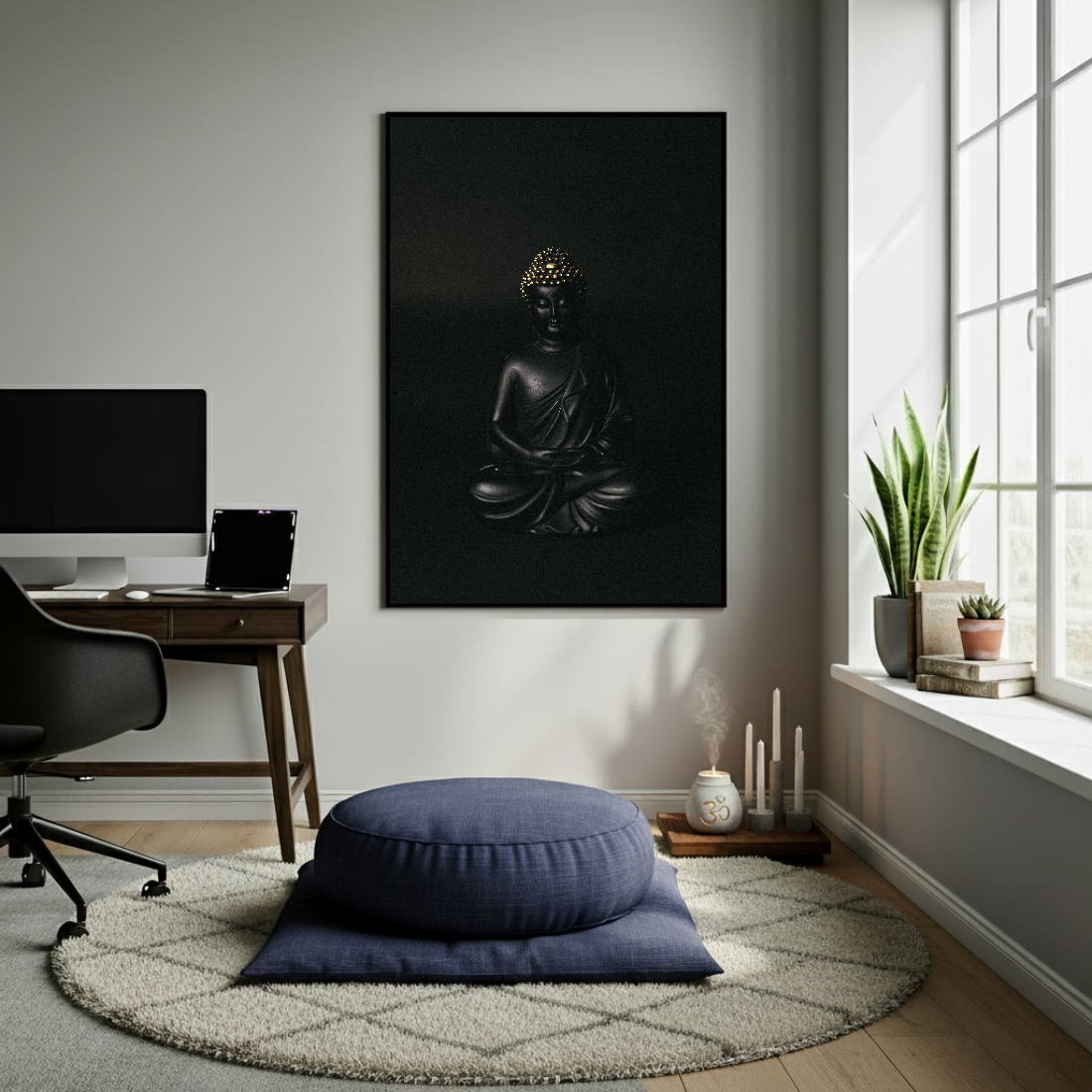 Quadro Decorativo Buda Black Art - 70x50cm