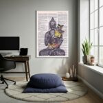Quadro Decorativo Buda Com Borboletas - 70x50cm